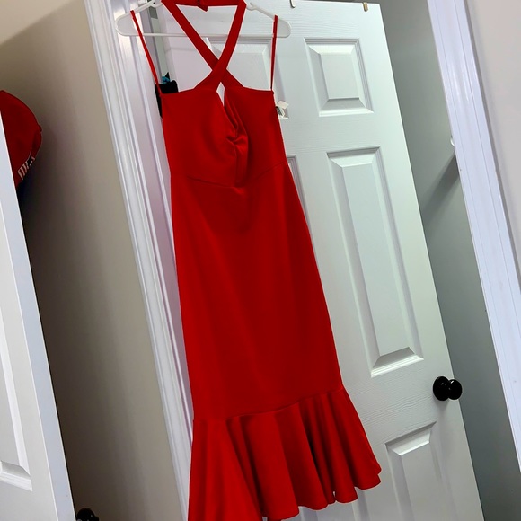Fevour Red Dress with Peplum Bottom - Picture 2 of 13